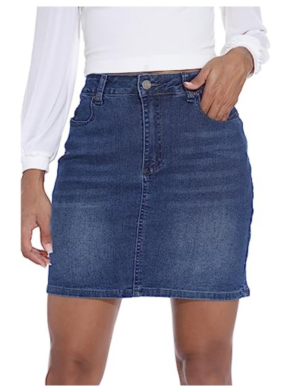 High-Waisted Stretch Denim Mini Skirt Y2K Cowgirl Style